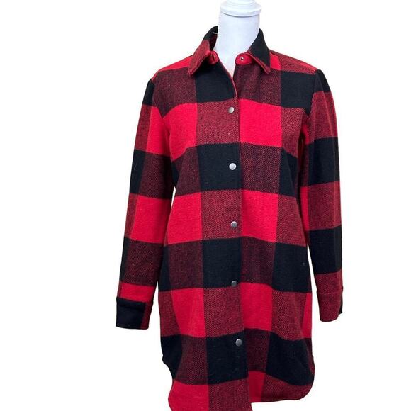 BB Dakota red/black Buffalo plaid Jacket, XS, layering, cabincore, thick - Picture 1 of 6